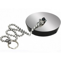 TAPPO PER PILETTA IN GOMMA NERO DIAM. 52 MM. C/CAT. PLACCA INOX