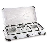 FORNELLO 3 FUOCHI GAS GPL C/COPERCHIO SMALTATO BIANCO