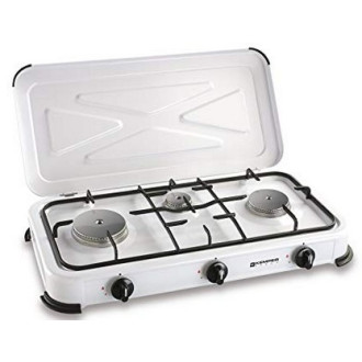 FORNELLO 3 FUOCHI GAS GPL C/COPERCHIO SMALTATO BIANCO