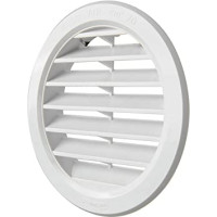 GRIGLIA TONDA DA INCASSO PLASTICA BIANCA C/RETE DIAM INT. 121 MM EST. 150 MM
