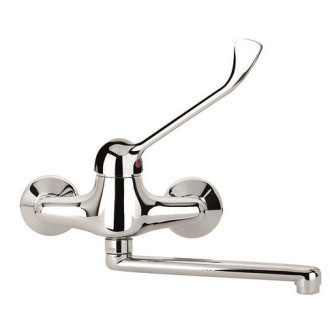 MISCELATORE LAVELLO A PARETE C/LEVA CLINICA 40 CM CANNA 18 CM