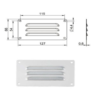 GRIGLIA AERAZIONE TIPO A 127X66 MM INOX
