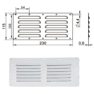 GRIGLIA AERAZIONE TIPO C 230X115 MM INOX
